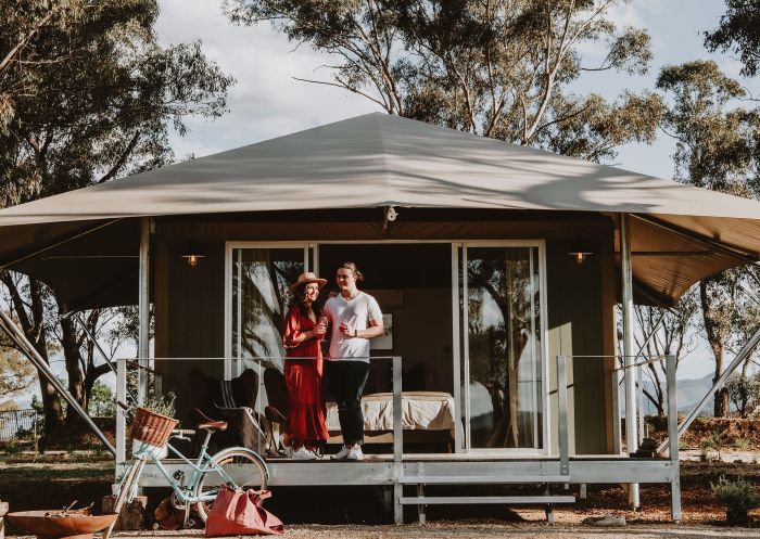 Evamor Valley, Mudgee - Credit: Amber Creative balcony of their eco tent at Evamor Valley, Mudgee