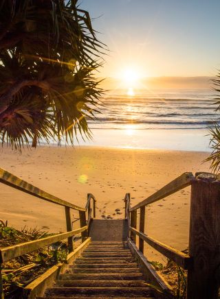Sun rises over Diggers Beach, Coffs Harbour
